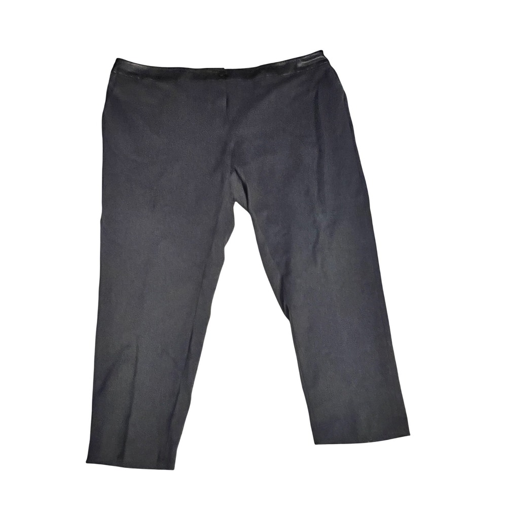 Calvin Klein Black Textured Knit Trousers Faux Leather Trim Waistband Mens 42x26